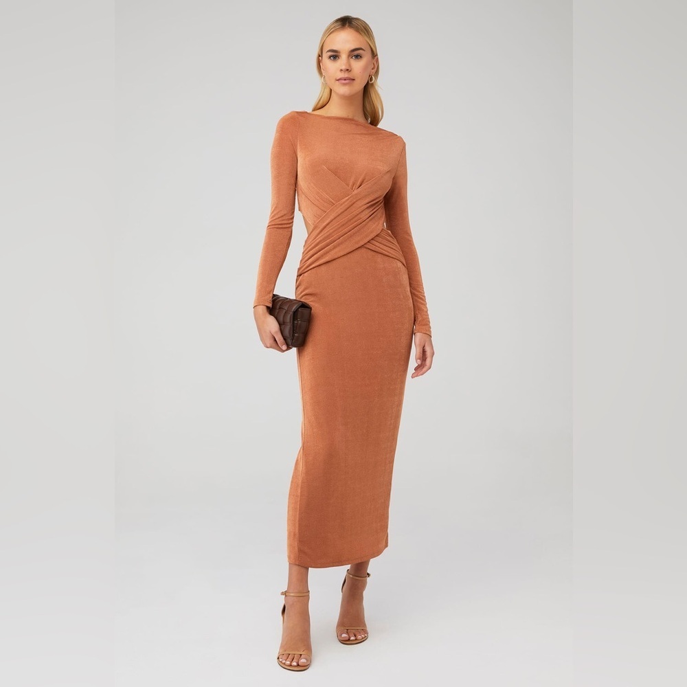 Significant Other Rosie Ruched Long Sleeve Midi Dress Size US 6